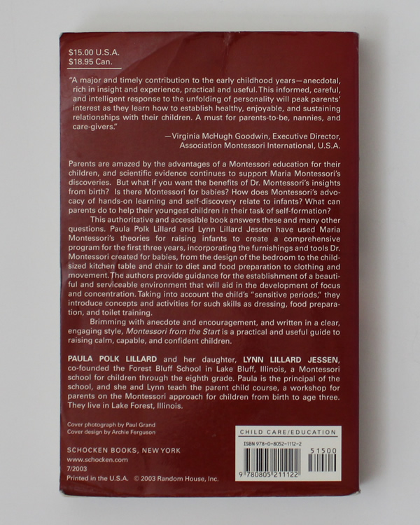 Montessori from the start- Paula Polk Lillard, Lynn Lillard Jessen